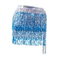 thumbnail image 1 of Jupe de Hanche de Danse du Ventre à Paillettes, Foulard à Franges pour Performance sur Scène, Rumba Samba et Bleu, 1 of 8