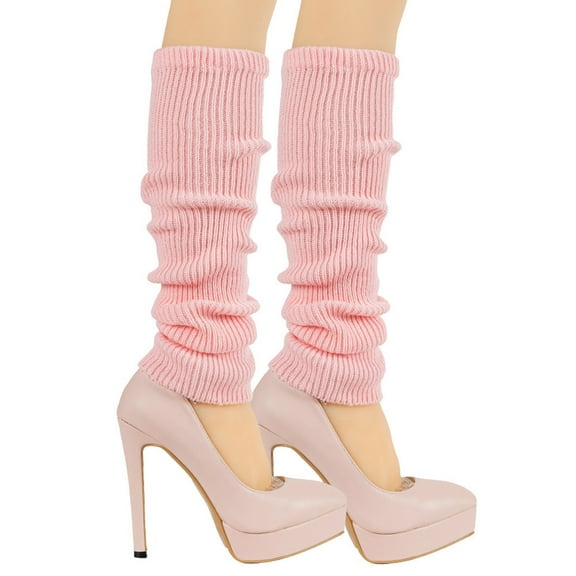 MOJOGO Women's Knitted Leg Warmers Party Dance Sports Yoga Socks Trendy Slouchy Socks Pink Free Size