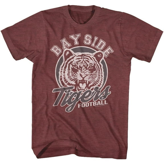 Saved By The Bell Tigers Football Vintage Maroon Heather Adult T-Shirt 4Xl