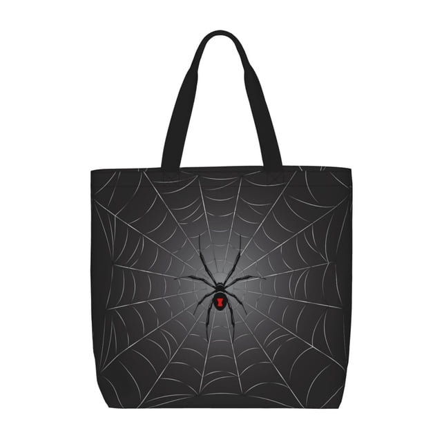 Fotbe Black Spider On Web Bolsa Tote con Estampado para Mujer, Bolsos con Cremallera, Bolsa de Hombro Casual de Gran Capacidad con Bolsillos Internos