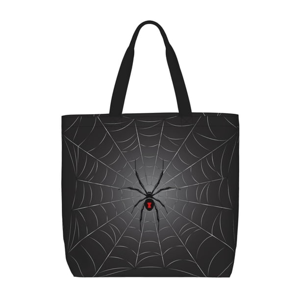Easygdp Black Spider On Web Bolsa Tote para Mujer, Bolso de Hombro para Trabajo, Playa, Viajes, Compras y Supermercado