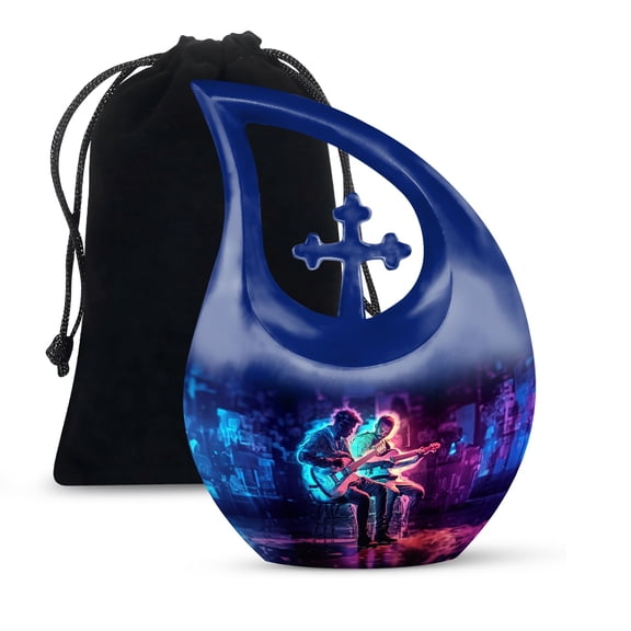 JAGSHASHI Music Funeral Adult Urn - Human Cremation Urns - Cremation Urns For Adult Ashes Women - Urns For Burial - 10 Inch With Velvet Bag - Cremation Urn For Ashes Adult Female - Burial Urns