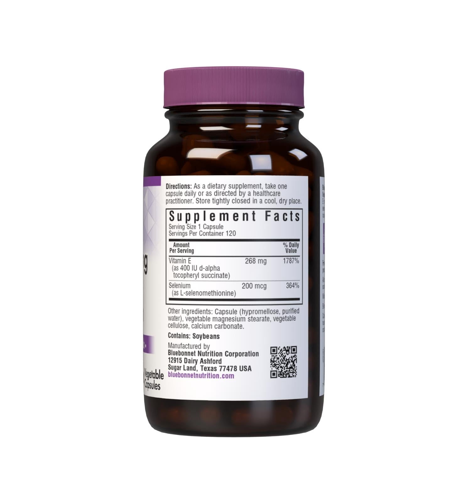 Bluebonnet Nutrition Dry E-400 IU (268mg) Plus Selenium Vegetarian Capsules, 120 Count