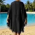 thumbnail image 5 of Women's Openwork Patterned Multi-Colored Resort Cover-Up Tops Shirts Tunics Hollow Out Mesh Sheer Beach Vacation Casual Daily Wear Fashion Essential Gift for Women | CSEONE,Black Free Size, 5 of 9