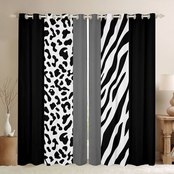 Castle Fairy Animal Print Black Out Curtains for Kids Children Teens,Wildlife Leopard Zebra Curtains Pack of 2 (42x63 Each),Abstract Geometric Stripes Bedroom Curtains,Luxury Bedroom Decor