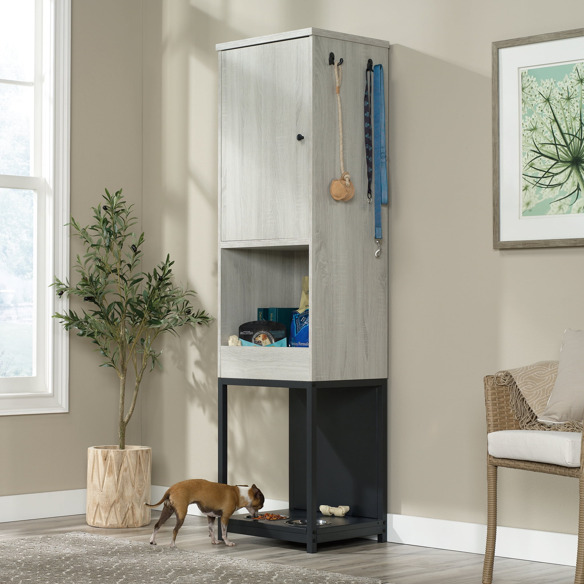Sauder Pet Furniture Bandit Pet Storage Light Oak Finish