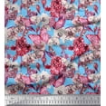 thumbnail image 1 of Soimoi Polyester Crepe Fabric Butterfly & Orchids Floral Print Fabric by The Yard 42 Inch Wide, 1 of 3