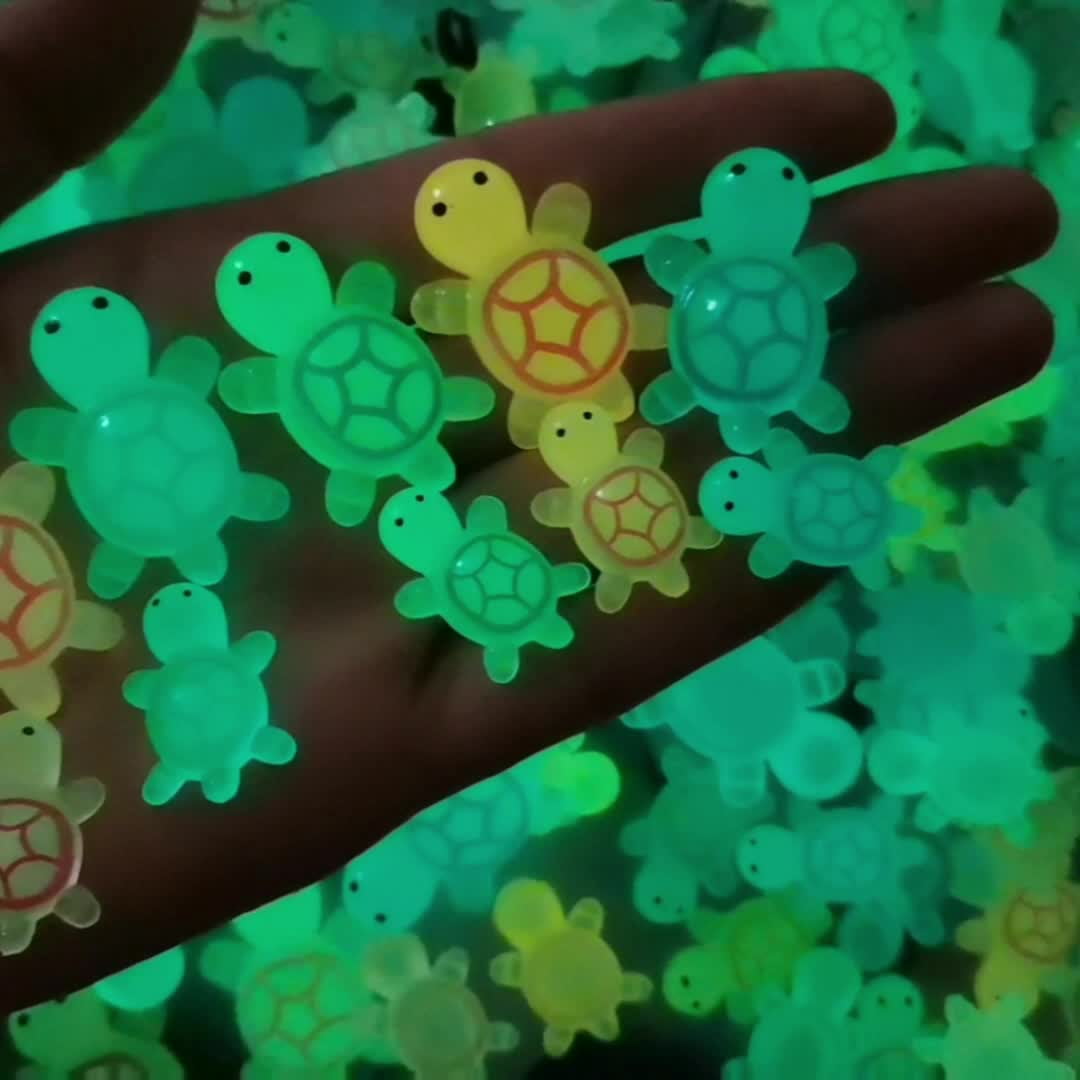 100pcs Little Tortoise Luminous Resin Tortoise Home Decoration, Fish Tank Aquarium DIY Landscaping, Valentine's Day Creative Gift Accessories, Cute and Fun