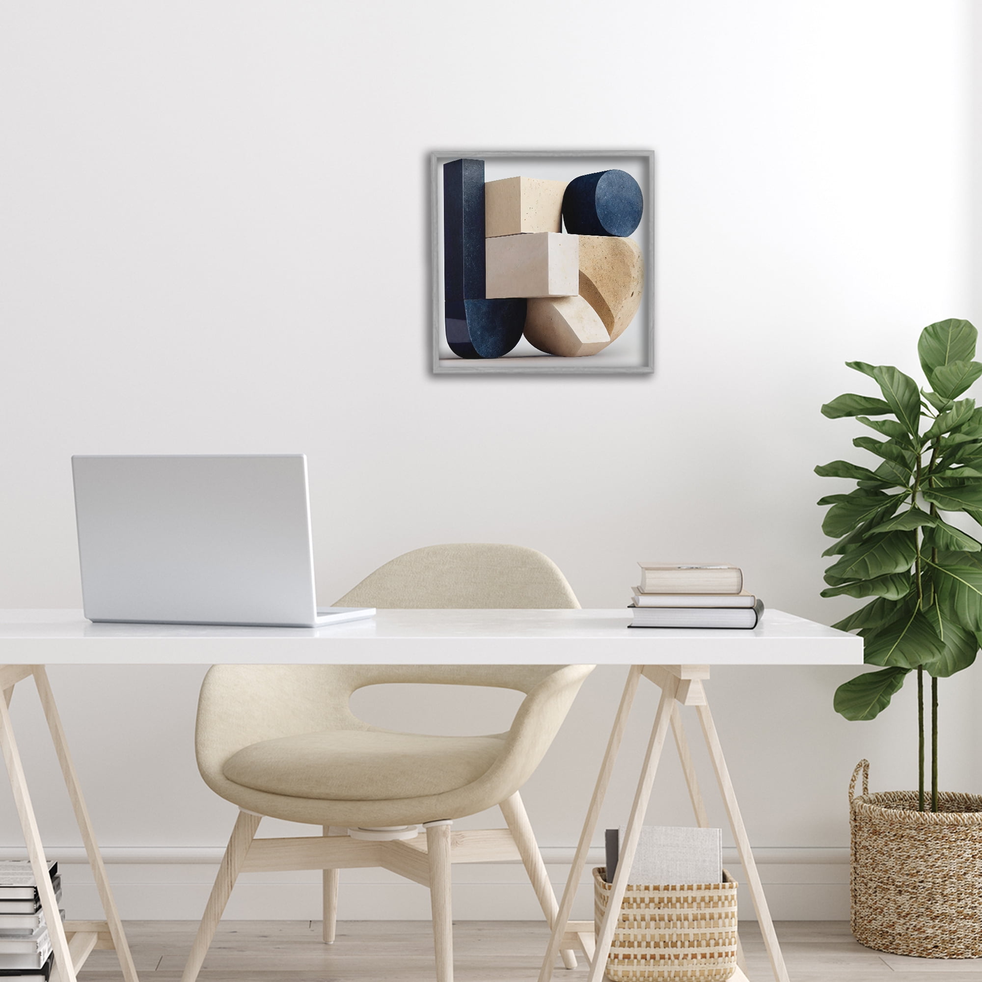 Shapes Of Things Geometric Contour Gray Framed Giclee Art, design by Sasha
