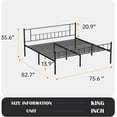 thumbnail image 2 of PayLessHere 14 Inch High Metal Platform Bed Frame, Headboard Maximum Storage Space Under the Heavy Duty No Box Spring Needed Noise-Free Easy, Black, 2 of 8