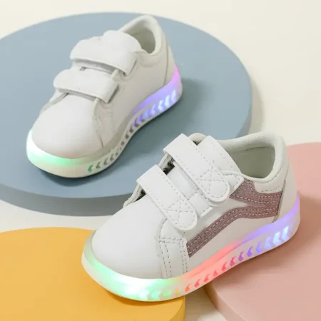 

GEDER-S1 Toddler Boys Girls Led Shoes Glitter Low Top Sneakers Shoes Luminous Flashing Skate Shoes Light Up Sequins Slip On Loafers