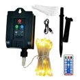 thumbnail image 1 of Mistaha Outdoor Solar Powered LED Umbrella String Lights with 8 Modes and Remote Control - Warm White Lighting for Beach Sunshade Canopy Camping Tent, USB and Solar Powered, 104 LED Beads, IP67, 1 of 7