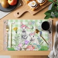 thumbnail image 2 of Easter Placemats Set of 6 Spring Rabbit Botanical Flowers Eggs Plaid Place Mats Indoor Wipeable Table Mats Washable Cloth Dining Table Placemats for Kitchen Holiday Party Home Decor 13x19 Inch, 2 of 9