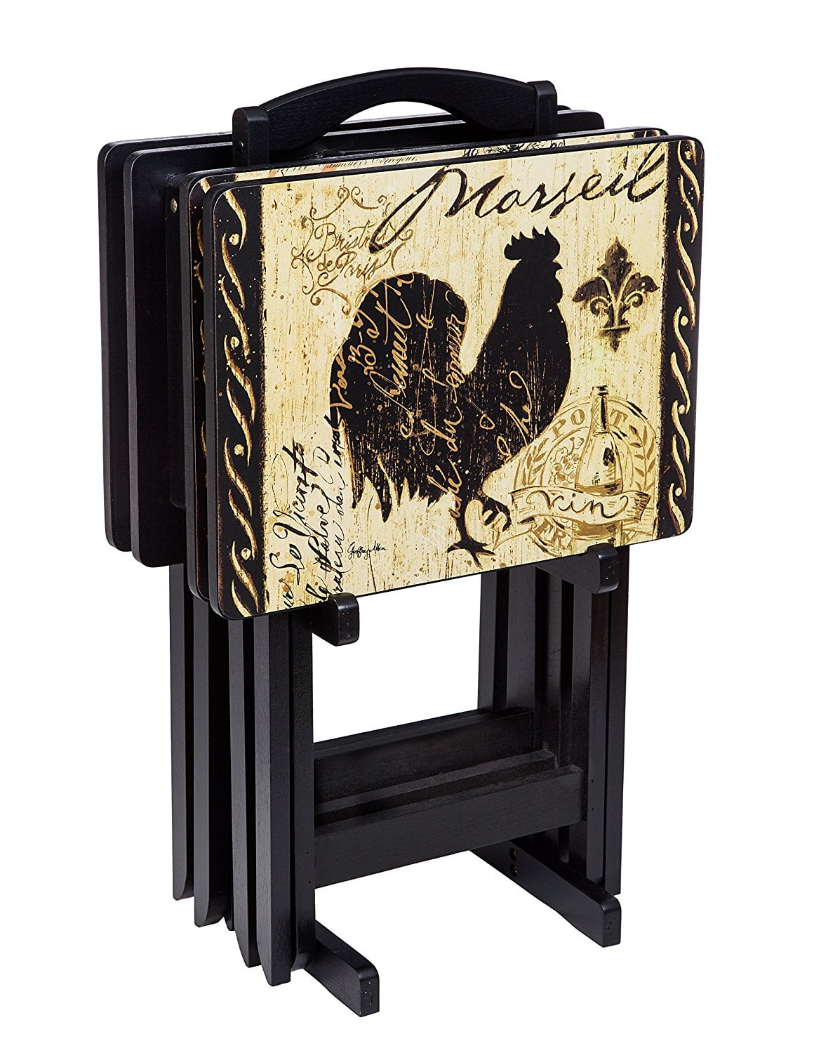 Cape Craftsmen Country Kitchen TV Trays with Stand Set of 4