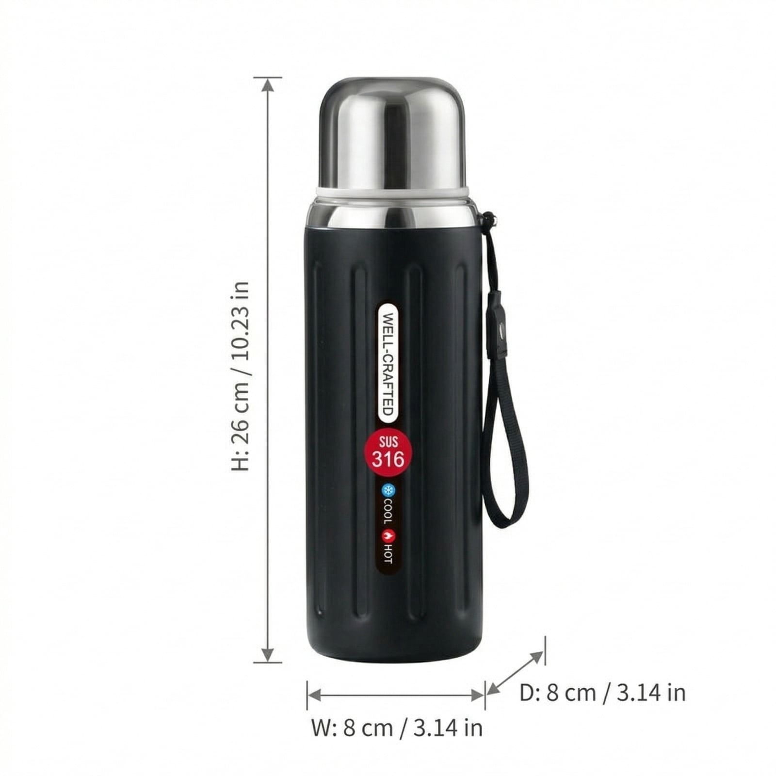 316 Stainless Steel Water Bottle, Insulated Stainless Steel Water Bottle, 27Oz, Leak Proof, Tea Infuser, Red, Portable Carry Strap, Reusable Thermal Drinking, Outdoor Sports, 1 Pc