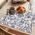 thumbnail image 3 of Blue Floral Leaf Placemats Set of 8 Retro Farmhouse Plant Tree Branch Place Mats Indoor Wipeable Table Mats Washable Cloth Dining Table Placemats for Kitchen Holiday Party Home Decor 13x19 Inch, 3 of 9