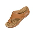 thumbnail image 2 of Lenago Women's Open Toe Mules Sandals Cross Strap Wedge Heel Slides Casual Comfortable Slip On Dressy Walking Shoes for Summer Work Party Outdoor Brown 9.5, 2 of 8