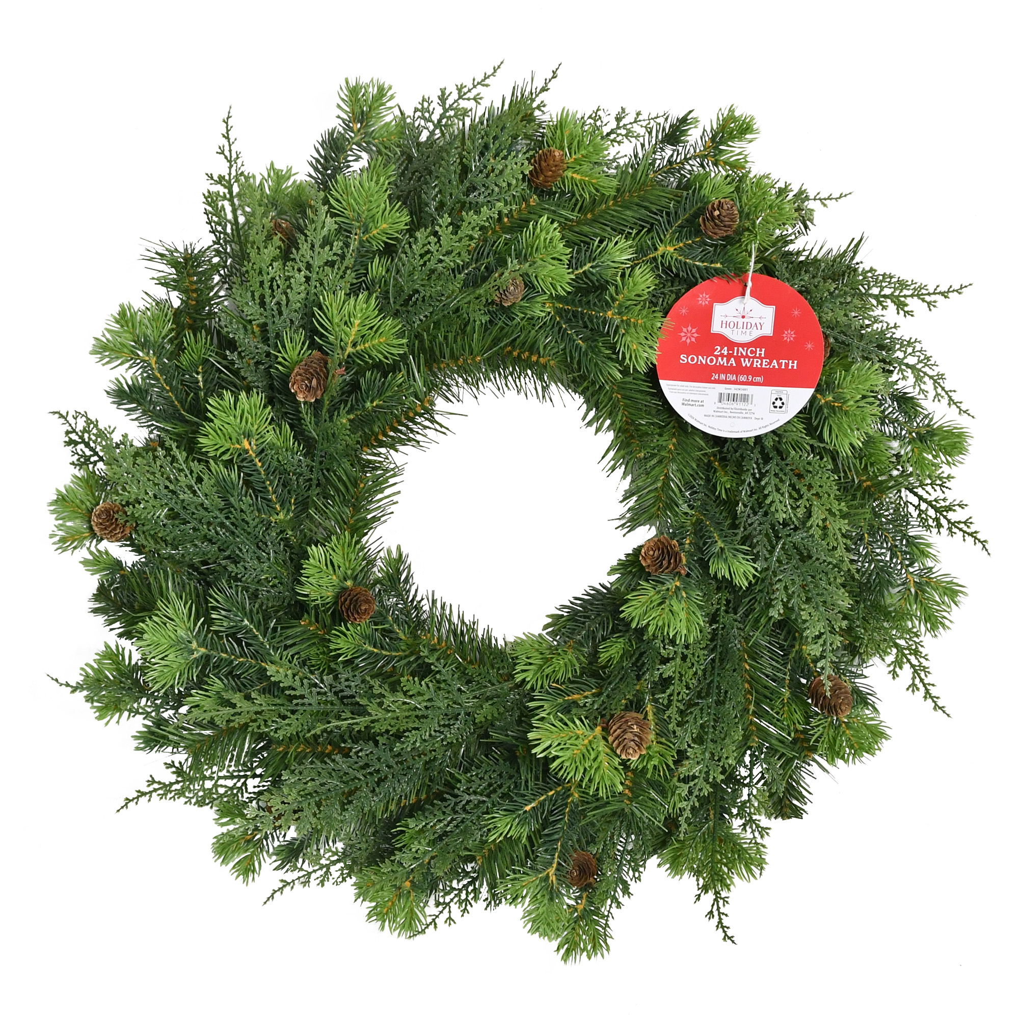 Holiday Time 24" Sonoma Cypress With Pinecones Artificial Wreath photo 7