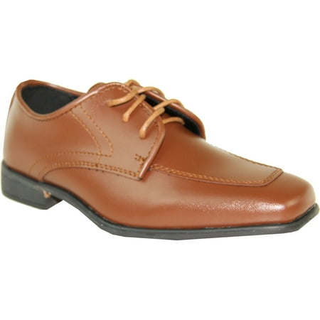 Allure Mens Leather ALLURE MEN AL01KID Boy Dress Shoe Fashion Tuxedo Wedding Prom Brown Matte 4 D(M) US Big Kid ()