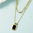 thumbnail image 2 of Layered Gold Choker Necklace for Women Dainty Black Square Pendant 18K Gold Plated Stainless Steel Chain Link Jewelry for Mother and Daughter (Black), 2 of 5