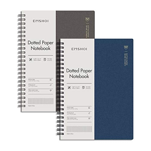 Cuaderno de Puntos EMSHOI 7.48'x10.15' 2 Pack 320 Páginas 100gsm Tapa Dura Plástico