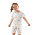 thumbnail image 2 of ITSAME Kids Girls Outfits 2-Piece, Printed Crewneck T-Shirts and Shorts Cotton Comfort Home Clothes Set Beige Size 6, 2 of 5