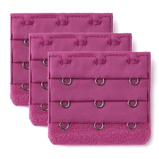 Señora 5Pcs 3 Gancho De 3 Filas Longitud Ajustable Correa Del Sujetador Extensor Ganchos De Hebilla Fucsia Una Talla