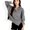 Gray, variant on Women's Long Sleeve Pullover Hoodie with Button Neck and Raw Hem Detail - Small, Gray