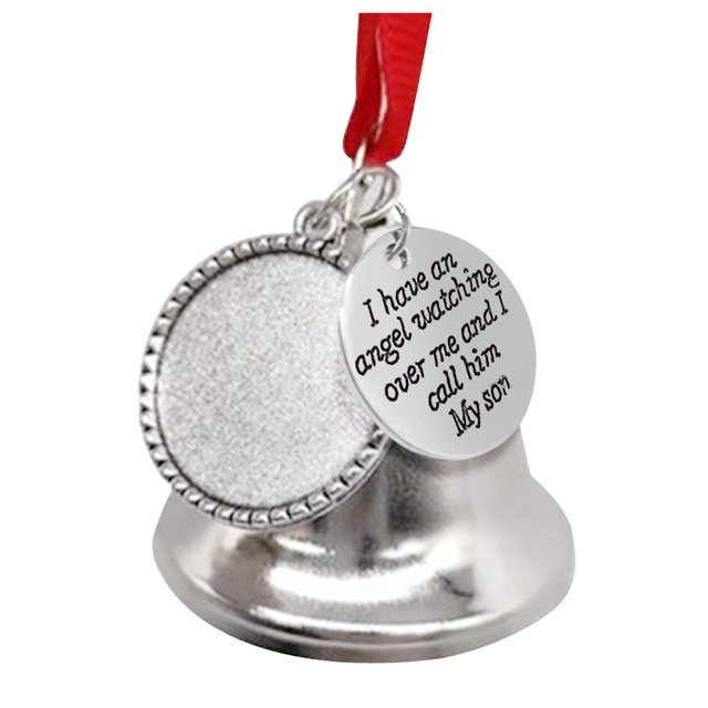 Riforla Silver Bell Hangs Heat Transfer Photo Bell Pendant Christmas Bell Commemorative Relatives Ornament Christmas Commemorative Ornament Christmas Gift Hangs Home Decor J