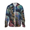 thumbnail image 2 of Uemuo Rainbow Astronaut Space Landscape Pattern Women's Full Zip UPF 50+ Sun Protection Hoodie Jacket Long Sleeve Sun Shirt Hiking Outdoor Performance with Pockets-X-Large, 2 of 9