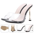 thumbnail image 2 of 1 par de sandalias transparentes con tacón plateado, para exteriores, color negro, talla 36 (estilo de tacón aleatorio)., 2 of 6