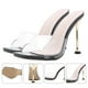 thumbnail image 2 of BRIGHTFUFU 1 par de zapatos de talón chapado diseño transparente tacones altos zapatillas al aire libre, 2 of 8