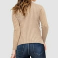thumbnail image 3 of Juslio Women Sweaters Pullovers Sweaters Solid Crew Neck Long Sleeve Knit Khaki, 3 of 6