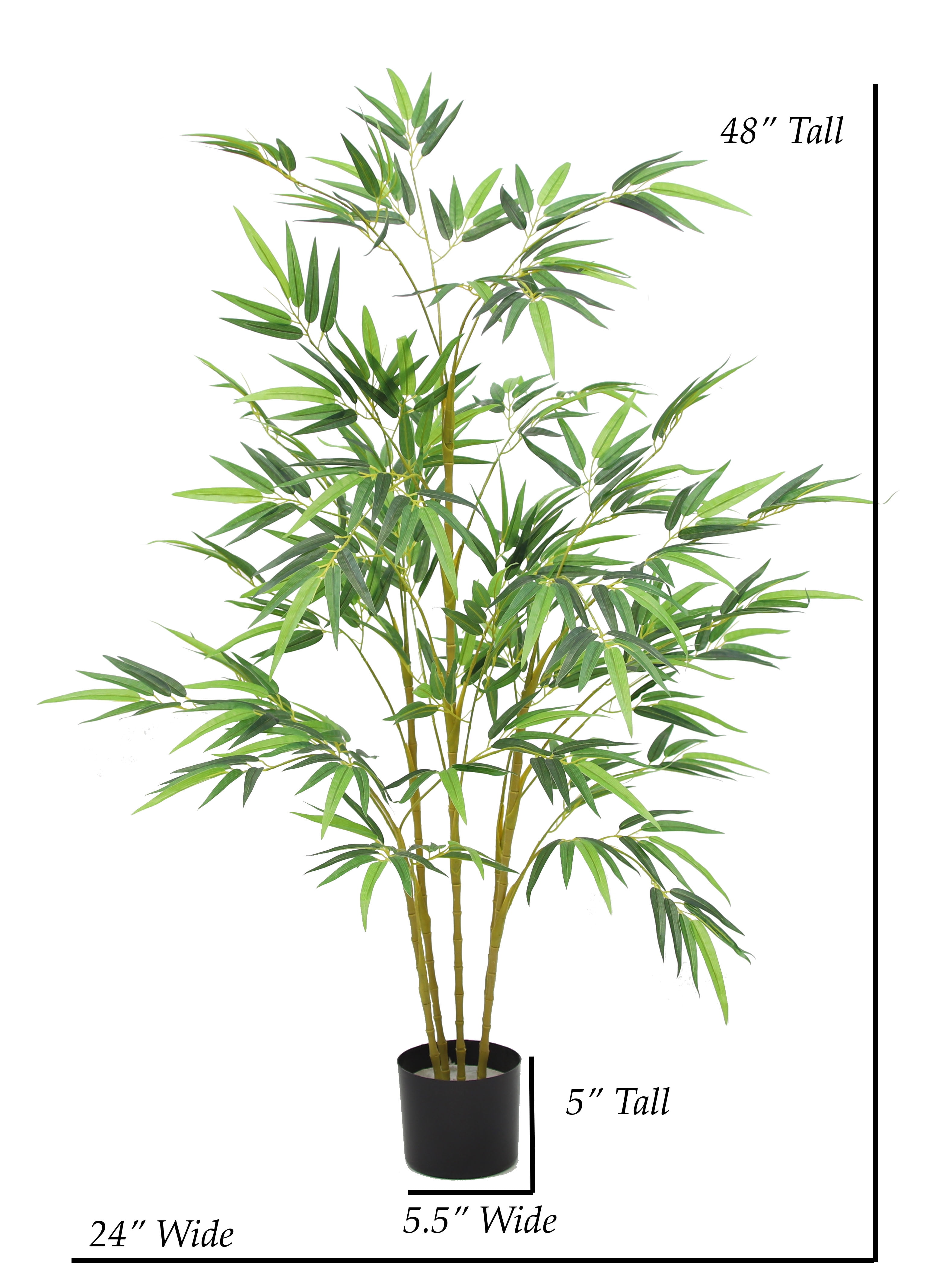 The Mod Greenhouse 48" Artificial Real Touch Green Bamboo Tree in a Matte Black Grower's Pot