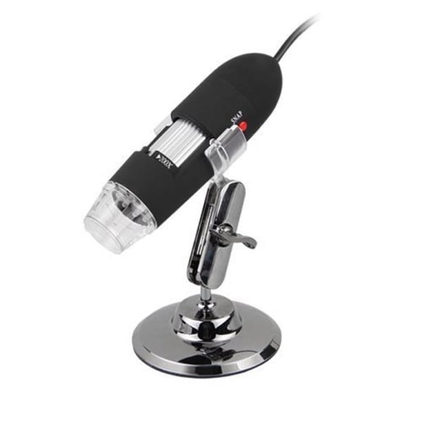 Microscopio digital portátil con lupa USB, 25X-200X, 2.0 MP, 8 LED, iluminación (negro)