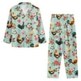 thumbnail image 2 of SEANATIVE Floral Chicken Pajamas Set 2 Piece Long Sleeve Pajama Set for Men Daily Loungewear Jogger Clothes Mens Button Up Pajamas Size 2XL Aesthetic Sleepwear Pj Set, 2 of 6
