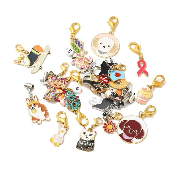 20 pc Alloy Enamel Pendant Decorations Mixed Shapes Mixed color 27.5~51mm