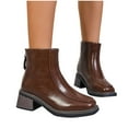 thumbnail image 2 of Bottes Courtes Décontractées pour Femmes Marron avec Talon Épais et Construction Durable, 2 of 8
