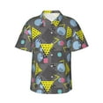 thumbnail image 2 of Goofa Geometric Hawaiian Shirt for Men, Unisex Summer Beach Casual Short Sleeve Button Down Shirts,Aloha Tropical Floral print shirt-Small, 2 of 9