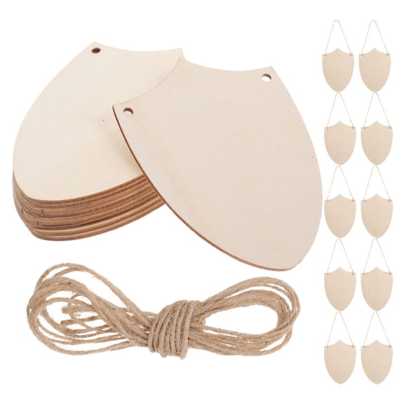 FRCOLOR Wooden Knight Shield Cutouts for DIY Craft Projects Natural Wood Material Beige Color 20 Pieces