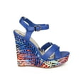 thumbnail image 2 of Liliana ED10 Women Leatherette Peep Toe Criss Cross Tropical Wedge Sandal - Beige  (Size: 7.0), 2 of 5
