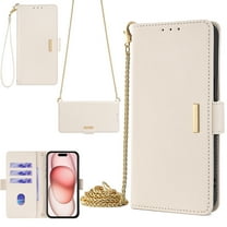Crossbody Wallet Case for Samsung Galaxy A54 5G with Lanyard Strap & Shoulder Strap & Card Slot Holder RFID Blocking,Magnetic Flip Kickstand Case, Luxury Elegent PU Leather Cover Handbag,White