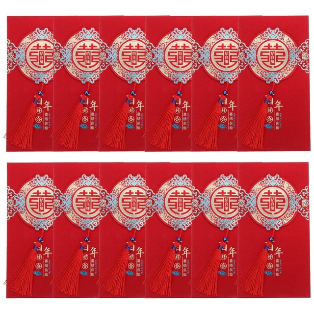 Weiweiguan 12 Pcs Enveloppes Rouges de Mariage Sacs en Papier Créatifs Fournitures de Mariage