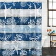thumbnail image 2 of Navy Blue Coastal Beach Shower Curtain, Waterproof Shower Curtains for Bathroom, Nautical Starfish Coral Vintage Wooden Washable Fabric Bathtub Curtain Set Bath Decor with 12 Hooks Extra Long 72"x96", 2 of 8