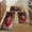 Red-1, variant on Kitchen floor mat set, 3-piece set, anti-slip washable kitchen floor mat and foot pad, suitable for decorating the floor mats of thick kitchens and laundries, and the long strip carpet for decorating