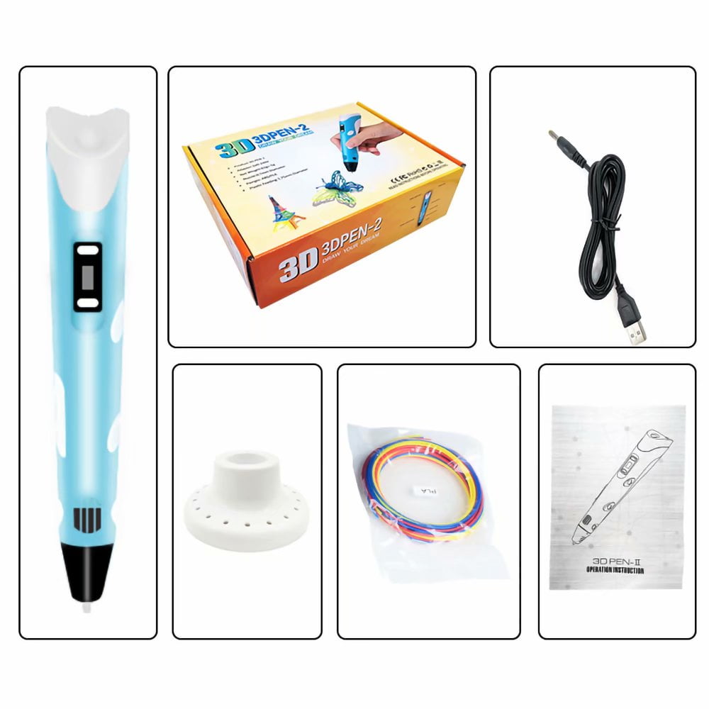 3D Printing Pen 2nd ABS/PLA 1.75mm Smart 3D Drawing Pens with LED Display 