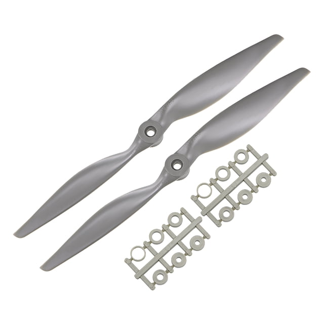 Hélices RC CW 11x7 Pulgadas 2-Palas para Avión Nylon Gris 2Pcs con Anillos Adaptadores