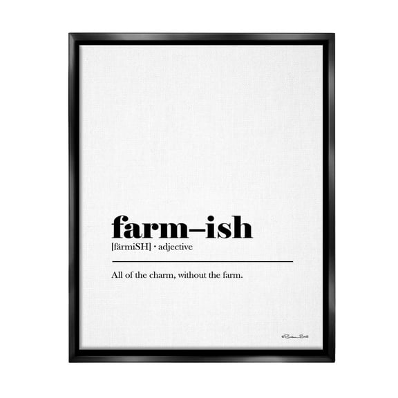 Stupell Industries Farm-ish Funny Definition Typography Painting Black Floater Framed Canvas Art Print Wall Art, 17 x 21