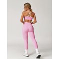 thumbnail image 7 of IDOPIP Women 2 Piece Workout Sets Color Block Strappy Sports Bra High Waist Leggings Gym Yoga Pilates Sports Outfits M Pink, 7 of 7