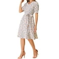 thumbnail image 4 of Allegra K Women's Peter Pan Collar A-Line Flowy Midi Chiffon Floral Dress, 4 of 5